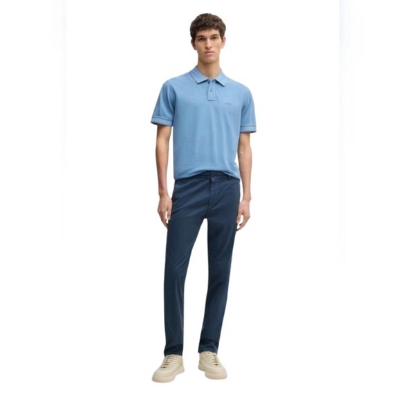 Hugo Boss Chino Slim Fit In Micro-Printed Stretch Cotton Pants Blue Men's 30x32 - Picture 1 of 15